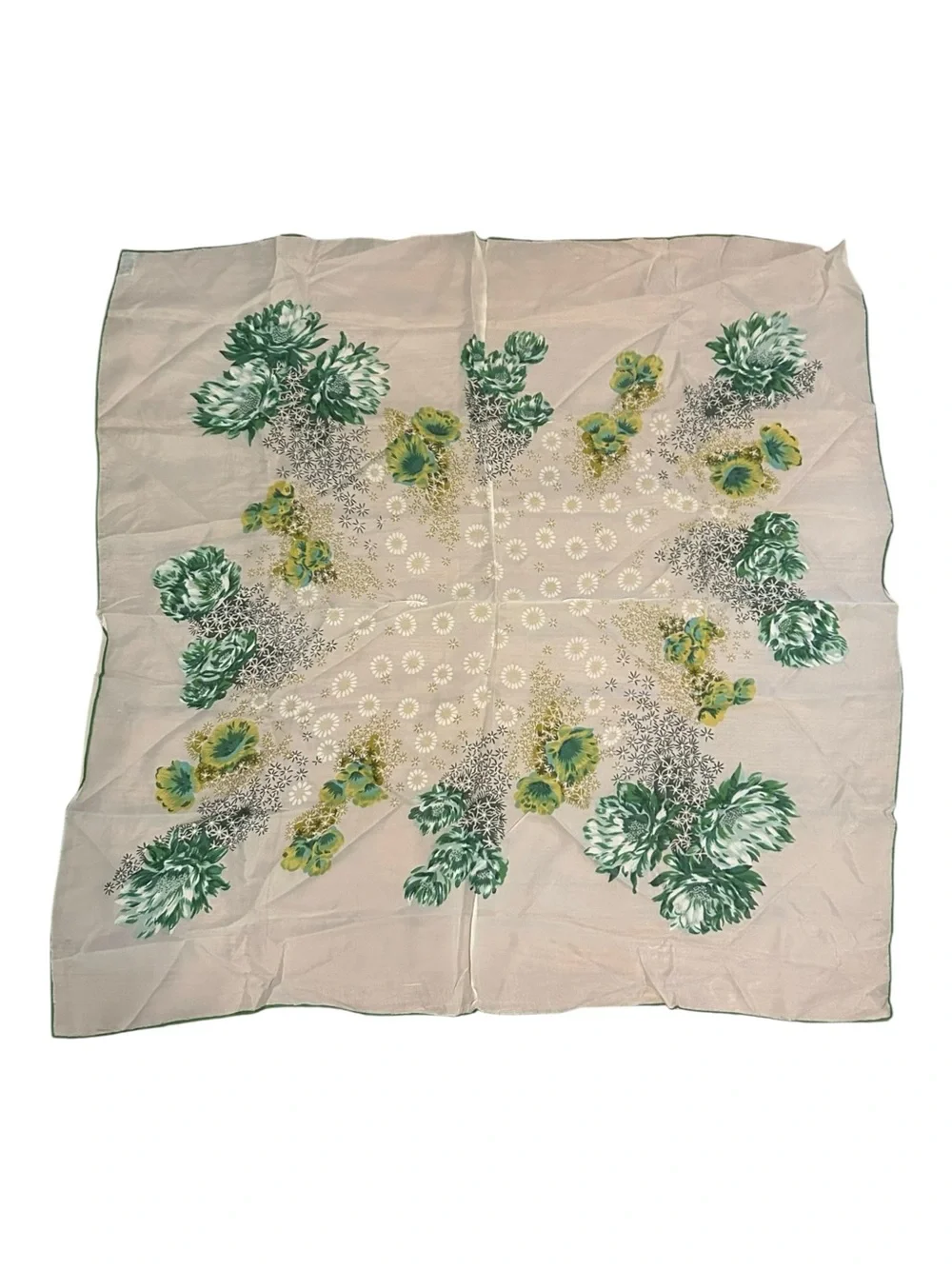 VINTAGE Chief Value Water Repellent Silk Blend‎ Square Head Neck Scarf Green
